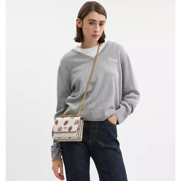 Coach Mini Klare Crossbody Bag With Strawberry Print In Canvas/Chalk CAP94 NWT - Picture 6 of 10